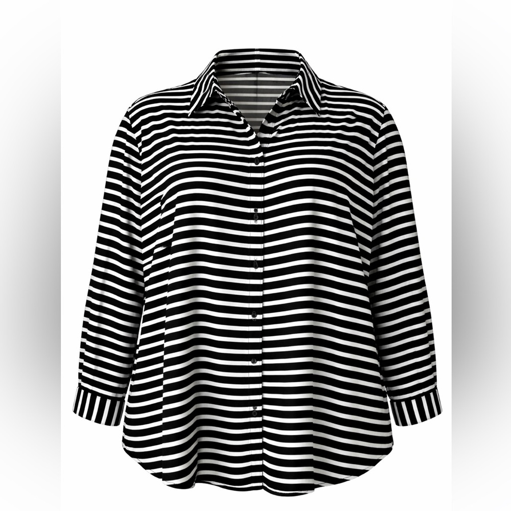 Lane Bryant Minimalist Classic Stripe Blouse - Black White -22/24